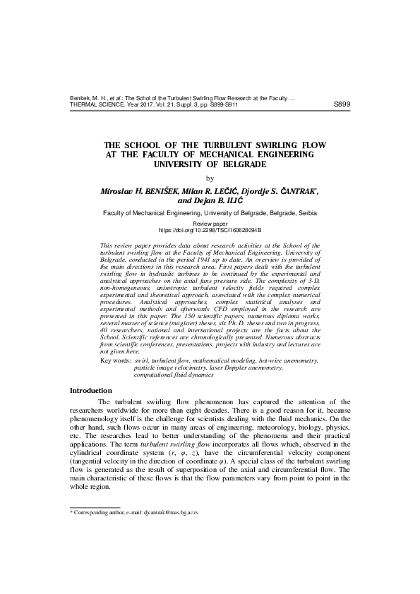 (PDF) The school of the turbulent swirling flow at the Faculty of ...