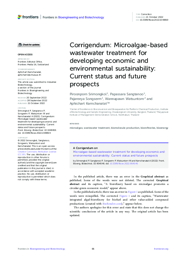 (PDF) Corrigendum: Microalgae-based wastewater treatment for developing ...