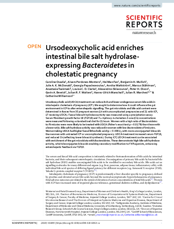 (PDF) Ursodeoxycholic acid enriches intestinal bile salt hydrolase ...