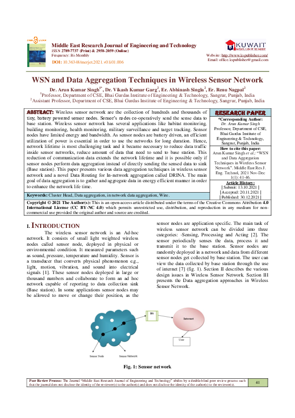 (PDF) WSN and Data Aggregation Techniques in Wireless Sensor Network