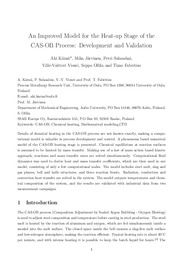 (PDF) An Improved Model for the Heat‐Up Stage of the CAS‐OB Process ...