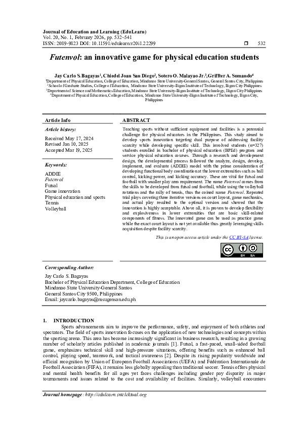 (PDF) Futenvol: an innovative game for physical education students