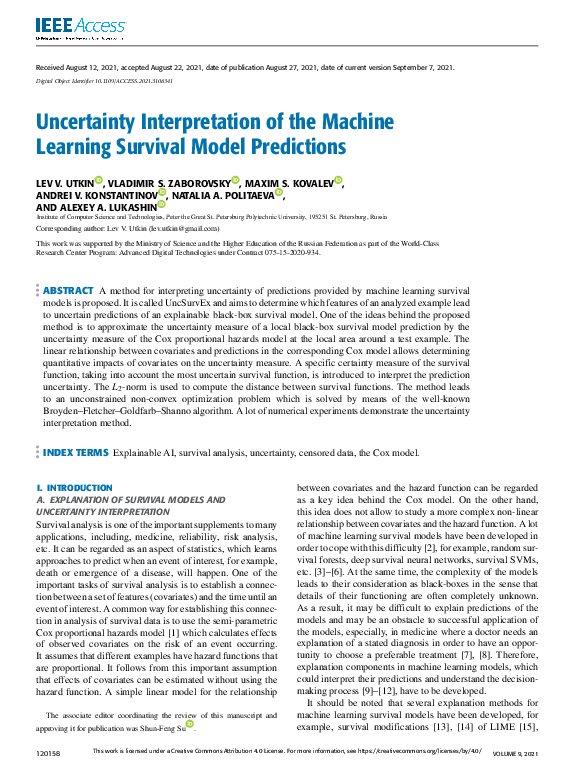 (PDF) Uncertainty Interpretation of the Machine Learning Survival Model ...