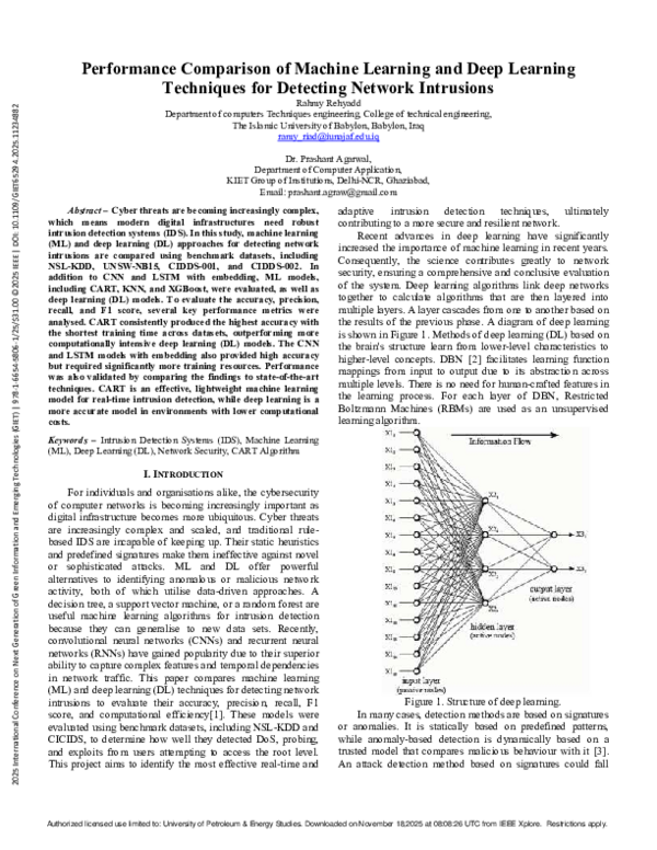 (PDF) Performance Comparison of Machine Learning and Deep Learning ...