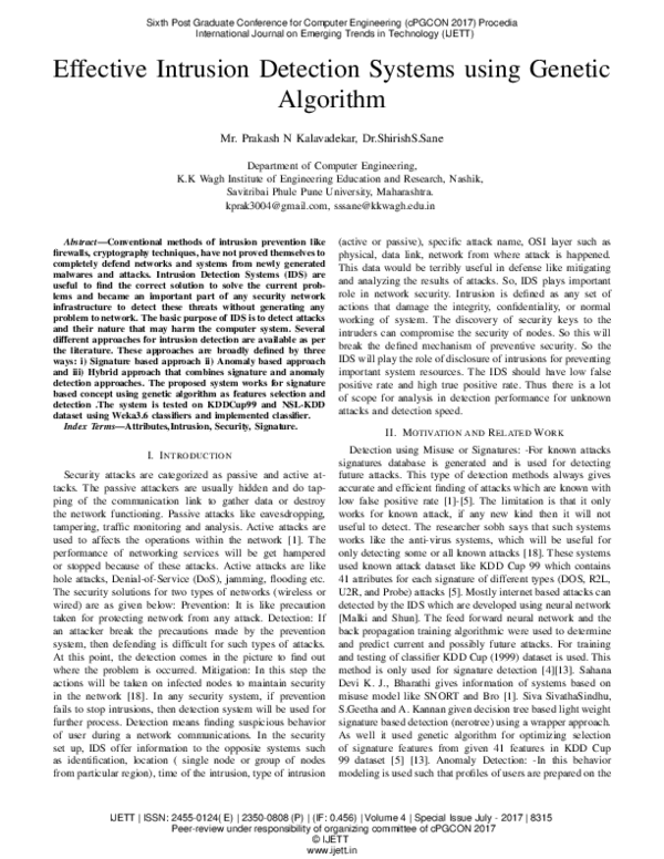 (PDF) Effective Intrusion Detection Systems using Genetic Algorithm