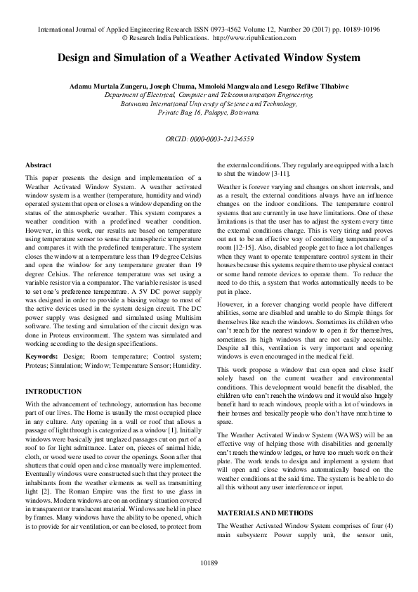(PDF) Design and simulation of a weather activated window system
