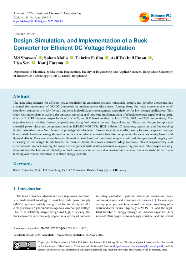 (PDF) Design, Simulation, and Implementation of a Buck Converter for ...