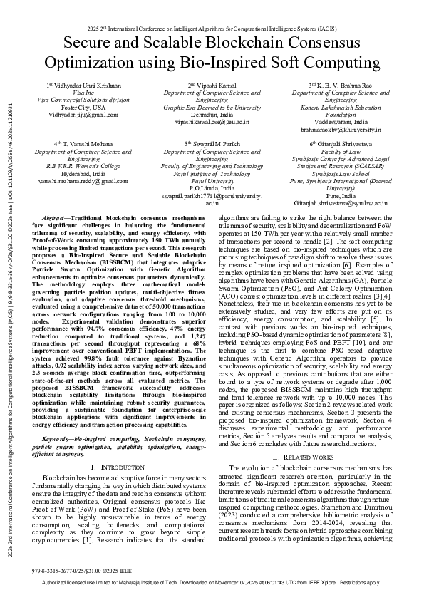 (PDF) Secure and Scalable Blockchain Consensus Optimization using Bio ...