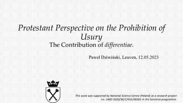 (PDF) Protestant Perspective on the Prohibition of Usury. The ...