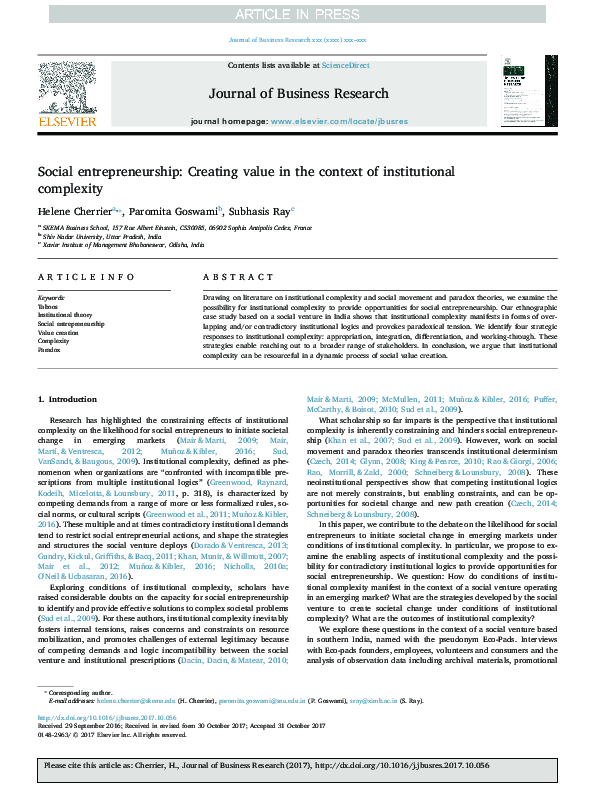 (PDF) Social entrepreneurship: Creating value in the context of ...