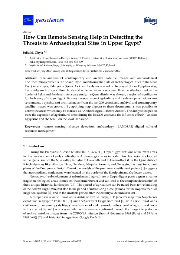 (PDF) How Can Remote Sensing Help in Detecting the Threats to ...