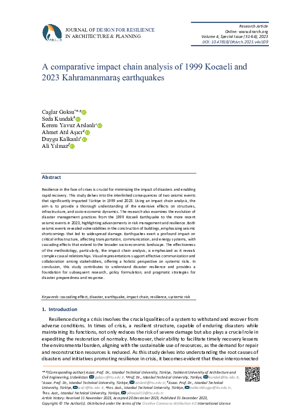 (PDF) A comparative impact chain analysis of 1999 Kocaeli and 2023 ...