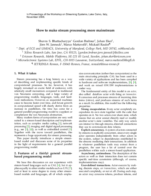 (PDF) How to make stream processing more mainstream