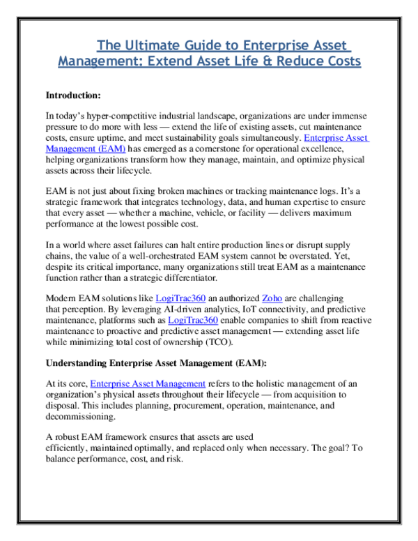 (PDF) The Ultimate Guide to Enterprise Asset Management: Extend Asset ...