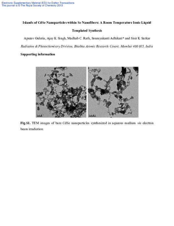 (PDF) Islands of CdSe nanoparticles within Se nanofibers: a room ...