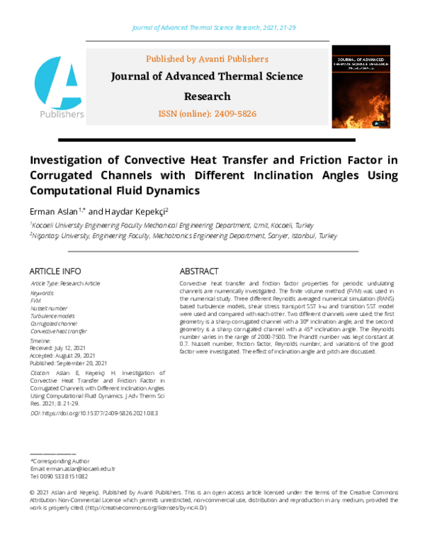 (PDF) Investigation of Convective Heat Transfer and Friction Factor in ...