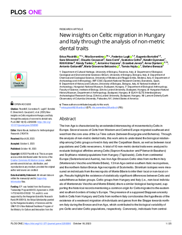 (PDF) New insights on Celtic migration in Hungary and Italy through the ...