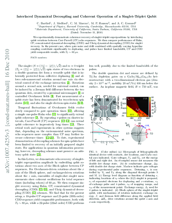 (PDF) Interlaced Dynamical Decoupling and Coherent Operation of a ...