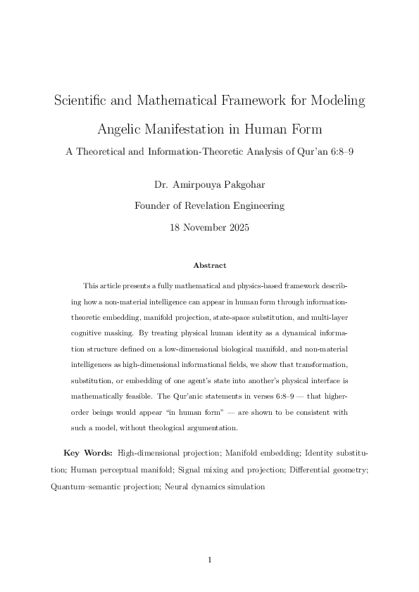 (PDF) Scientific and Mathematical Framework for Modeling Angelic ...