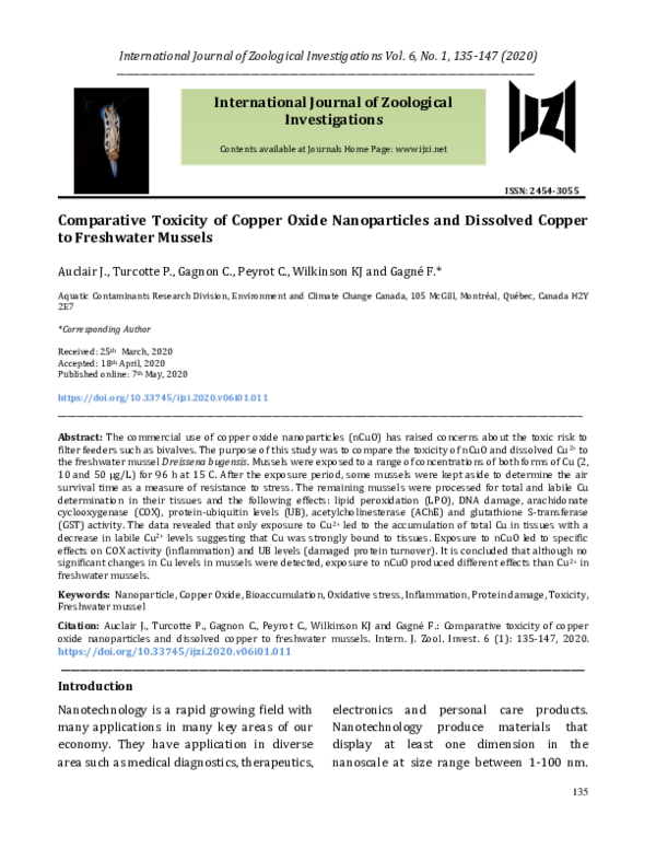 (PDF) Comparative Toxicity of Copper Oxide Nanoparticles and Dissolved ...