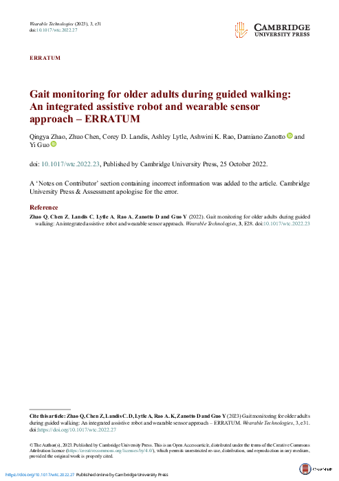 (PDF) Gait monitoring for older adults during guided walking: An ...