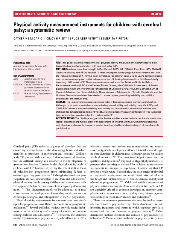 (PDF) Physical activity measurement instruments for children with ...
