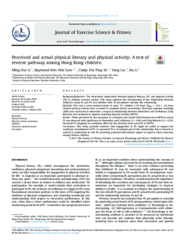 (PDF) Perceived and actual physical literacy and physical activity: A ...