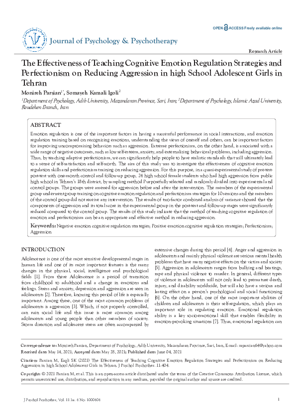 (PDF) The Effectiveness of Teaching Cognitive Emotion Regulation ...