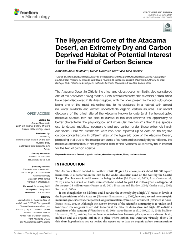 (PDF) The Hyperarid Core of the Atacama Desert, an Extremely Dry and ...