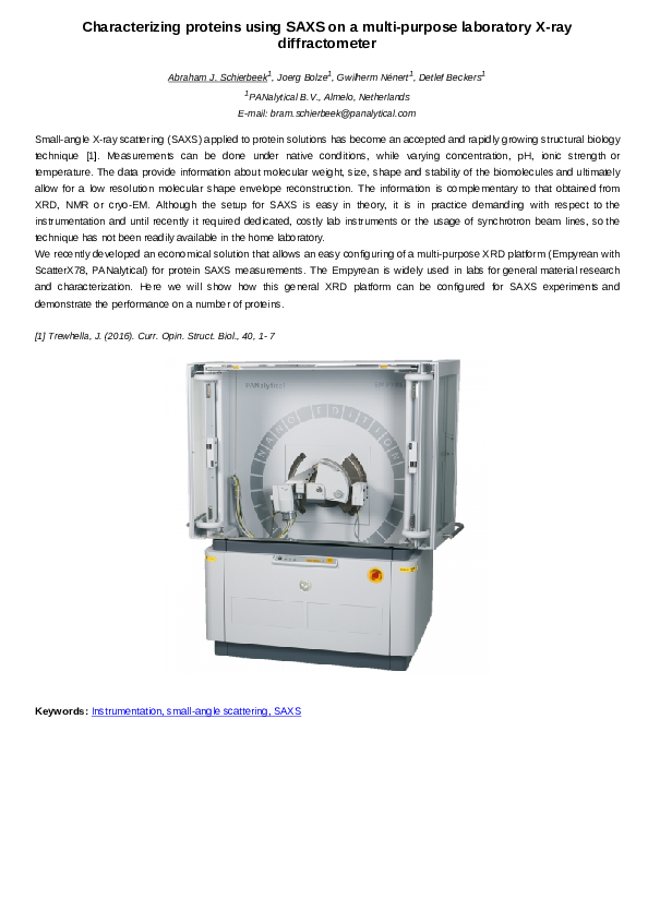 (PDF) Characterizing proteins using SAXS on a multi-purpose laboratory ...