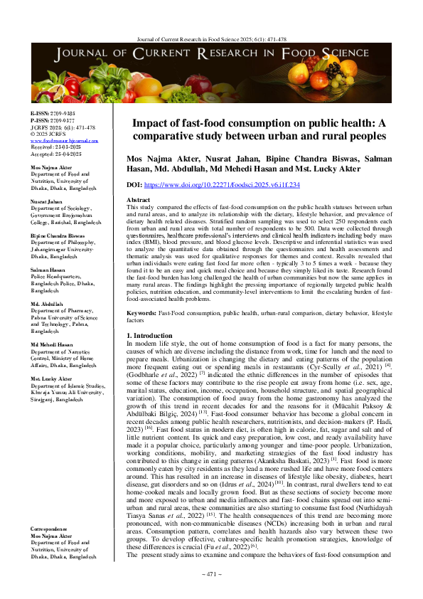 (PDF) Impact of fast-food consumption on public health: A comparative ...