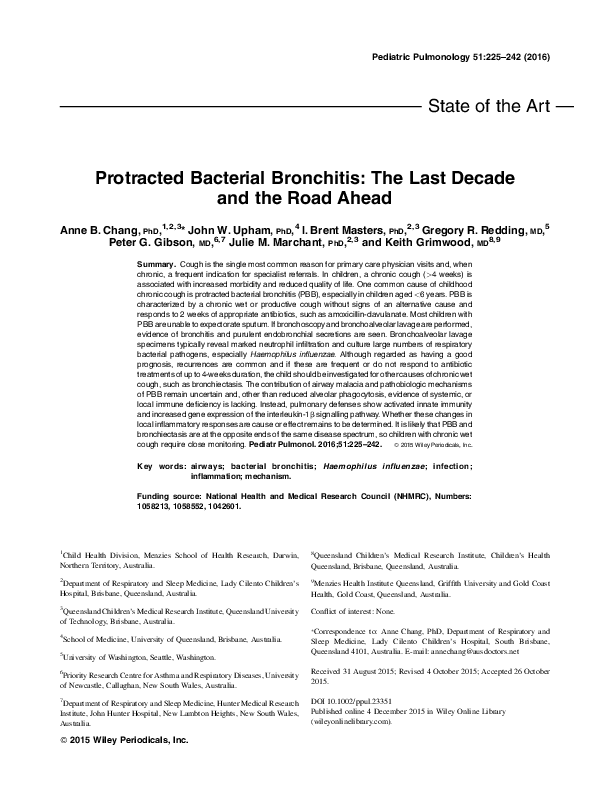 (PDF) Protracted bacterial bronchitis: The last decade and the road ahead
