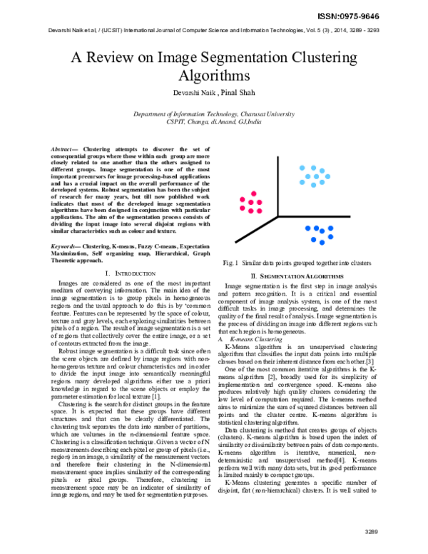 (PDF) A Review on Image Segmentation Clustering Algorithms