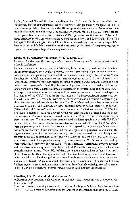 (PDF) Relationships between measures of auditory verbal learning and ...