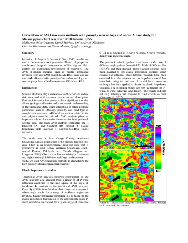(PDF) Correlation of AVO inversion methods with porosity seen on logs ...