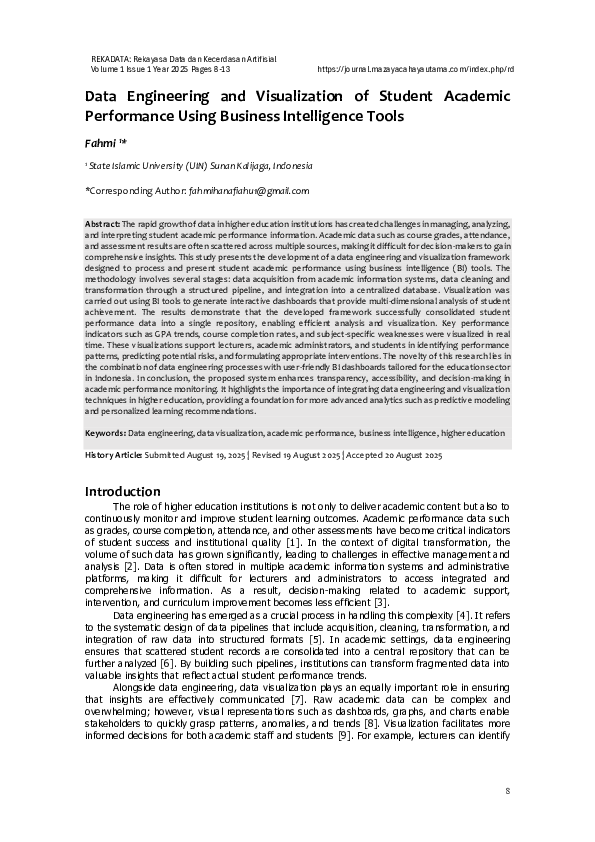 (PDF) Data Engineering and Visualization of Student Academic ...