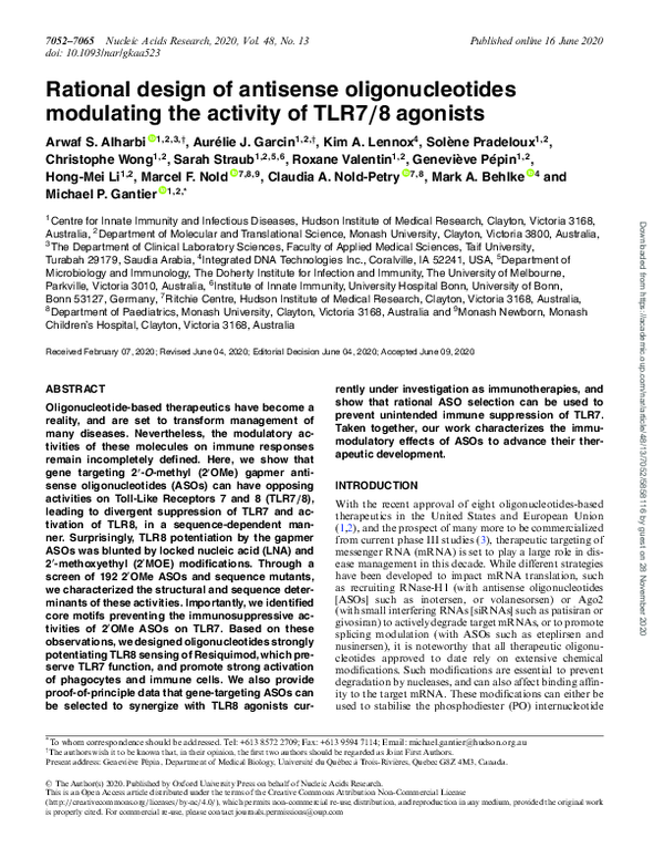 (PDF) Rational design of antisense oligonucleotides modulating the ...
