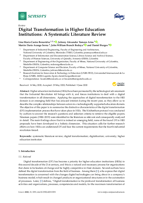 (PDF) Digital Transformation in Higher Education Institutions: A ...