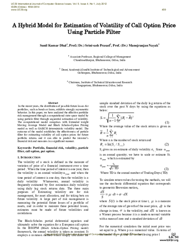 (PDF) A Hybrid Model for Estimation of Volatility of Call Option Price ...