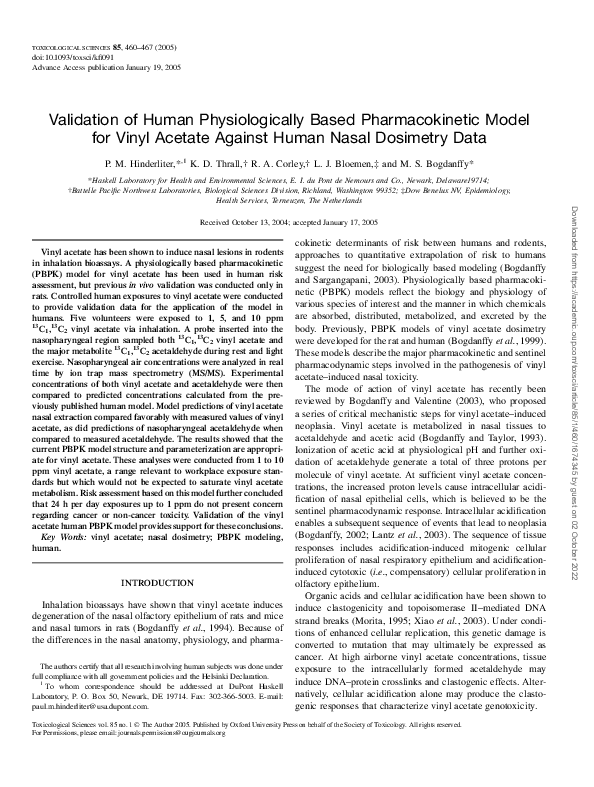 (PDF) Validation of Human Physiologically Based Pharmacokinetic Model ...