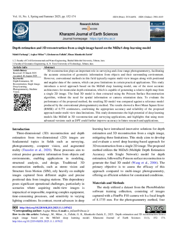 (PDF) Depth estimation and 3D reconstruction from a single image based ...