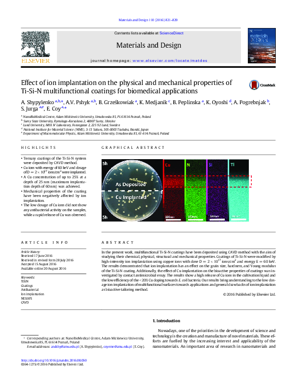 (PDF) Effect of ion implantation on the physical and mechanical ...