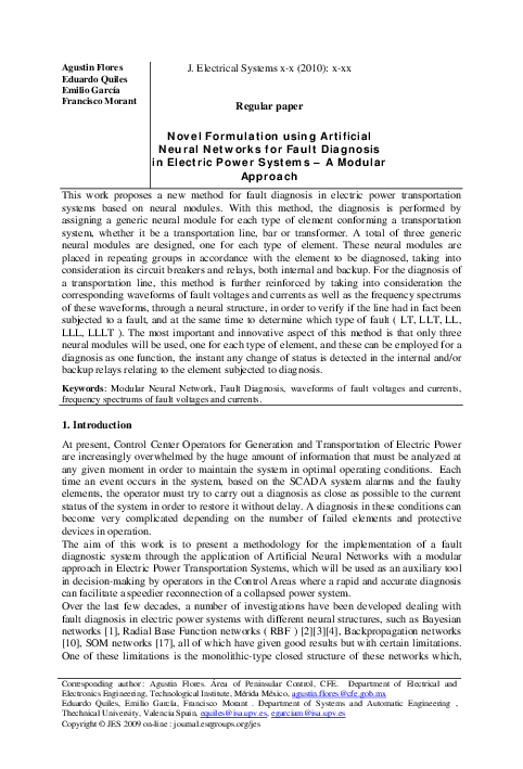 (PDF) Novel Formulation using Artificial Neural Networks for Fault ...