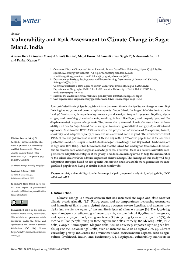 (PDF) Vulnerability and Risk Assessment to Climate Change in Sagar ...