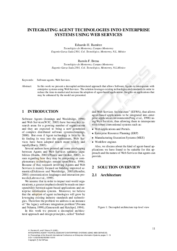 (PDF) Integrating Agent Technologies Into Enterprise Systems Using Web ...
