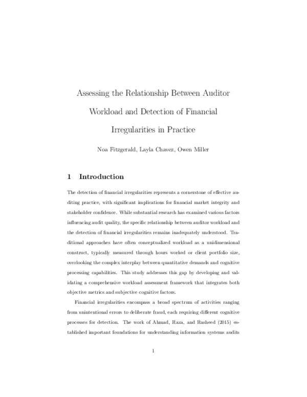 (PDF) Assessing the Relationship Between Auditor Workload and Detection ...