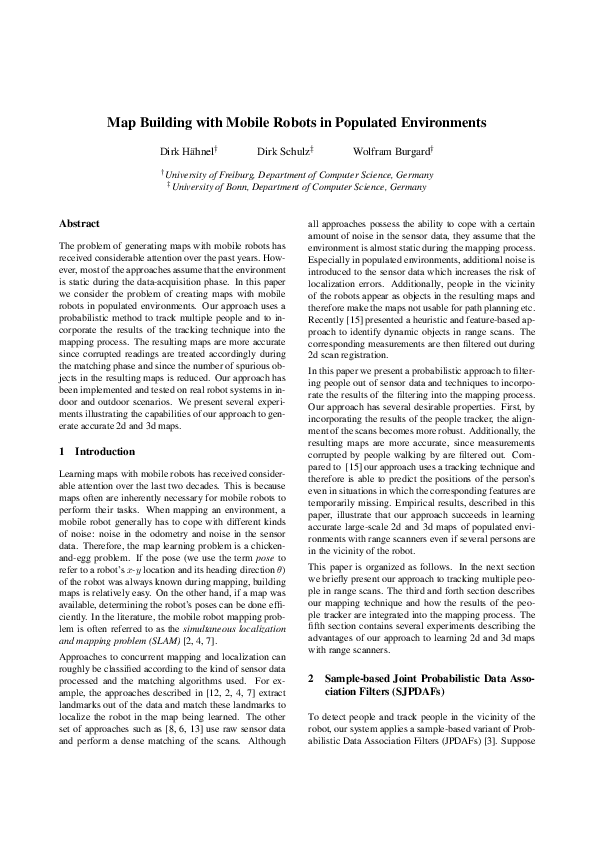 (PDF) Map building with mobile robots in populated environments