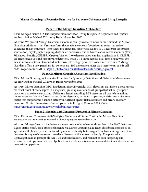(PDF) Mirror Grouping: A Recursive Primitive for Sequence Coherence and ...