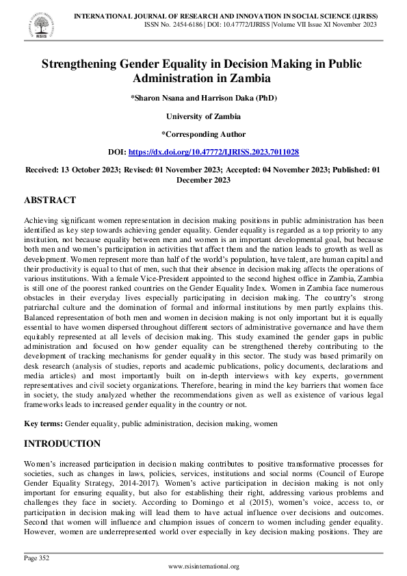 (PDF) Strengthening Gender Equality in Decision Making in Public ...