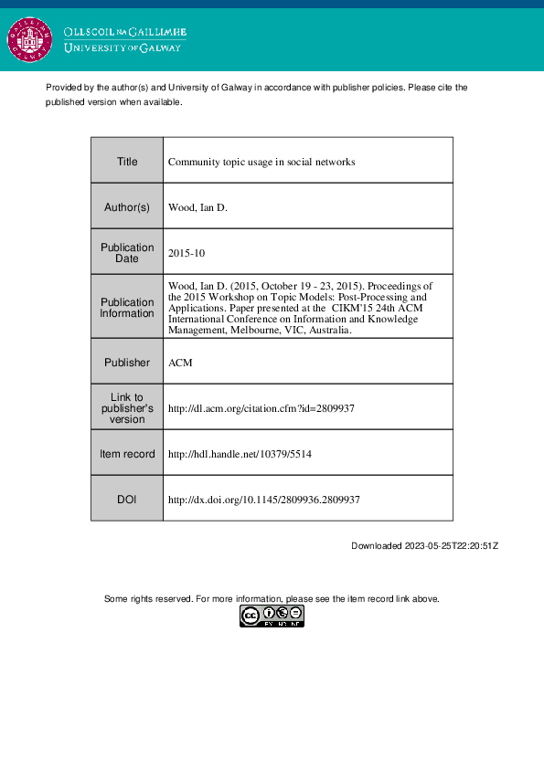 (PDF) Community Topic Usage in Social Networks